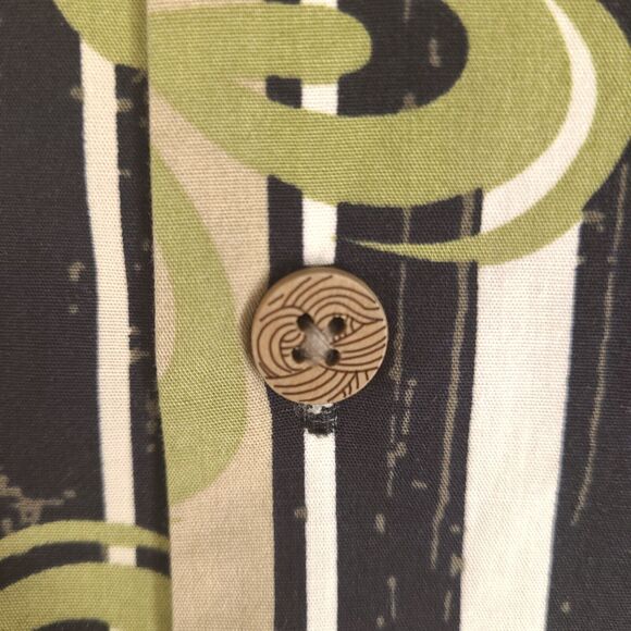 Paradise Blue Hawaiian Shirt Mens XL Floral Striped Button Down Cotton Bamboo - Picture 4 of 14